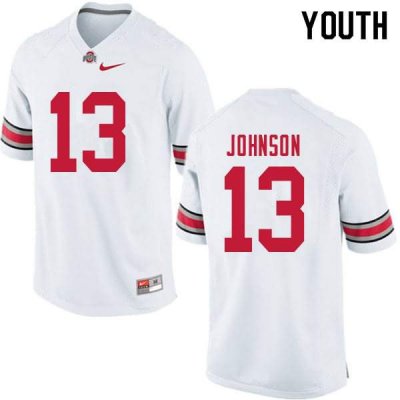 NCAA Ohio State Buckeyes Youth #13 Tyreke Johnson White Nike Football College Jersey QQE5545SW